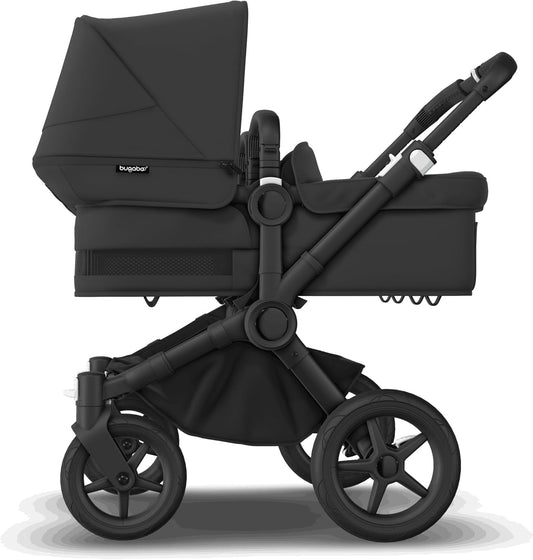 Bugaboo Donkey 5 Mono Complete,Single Stroller Converts to Side-by-Side Double Stroller, Multiple Seat Positions, Black/Midnight Black-Midnight Black