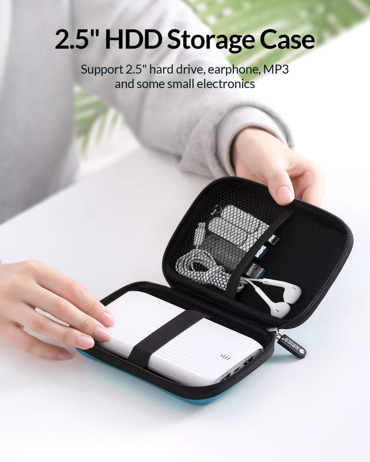 ORICO 5 Pack External Hard Drive Case 2.5 Inch Shockproof Hard Drive Bag Travel Electronics Organizer Carry Case for WD, Toshiba, Seagate, Samsung, Hitachi Hard Drive and Accessories like SD Card, USB Cable, Power Bank, Earphone, Black