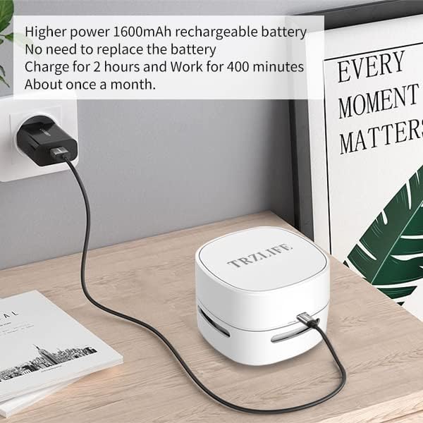 Rechargeable Mini Desk Vacuum Cleaner, Portable Cordless Desktop Crumb Cleaner with Strong Suction for Keyboard, Office Desk, Drawer, and Countertop - PuriLite