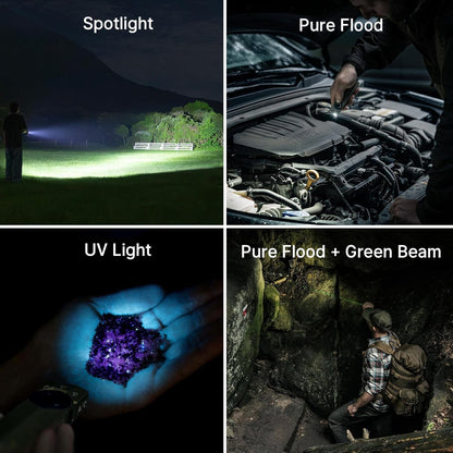 OLIGHT ArkPro Ultra 1700 Lumen 4-in-1 EDC Flashlight – Spotlight, Floodlight, UV & Green Laser, USB-C/Magnetic Charging, Tactical Flat Flashlight (Olive Green) - PuriLite