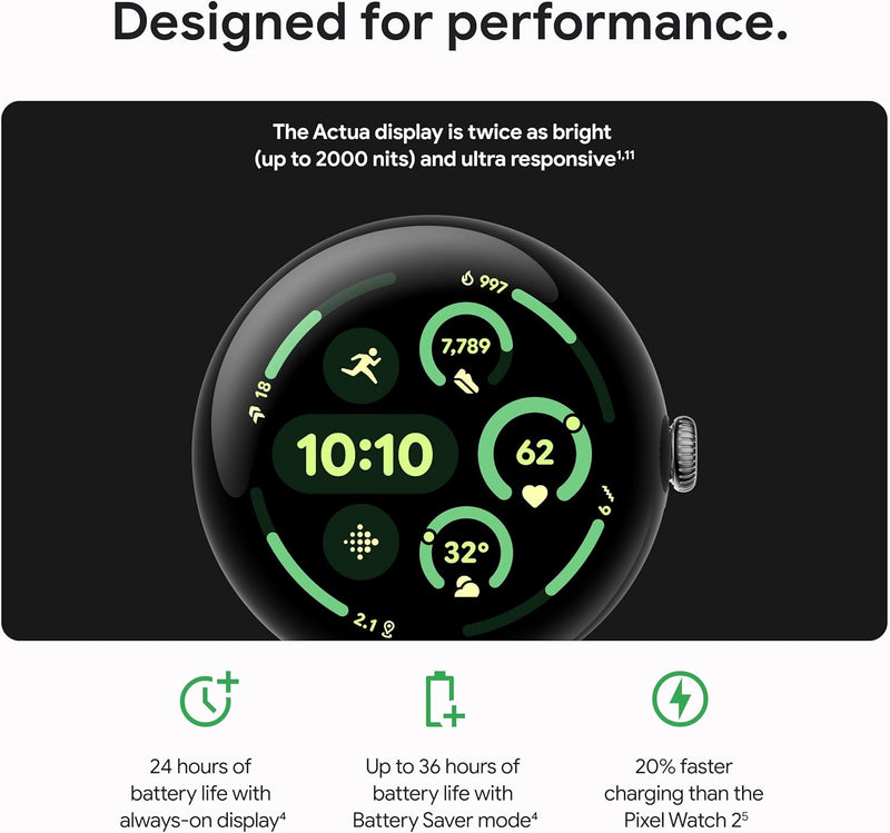 Google Pixel Watch 3 (45mm) - Android Smartwatch with Heart Rate Tracking, Advanced Running from Fitbit, Fitness Insights, 24-Hour Battery - Matte Black Aluminum Case - Obsidian Band - Wi-Fi