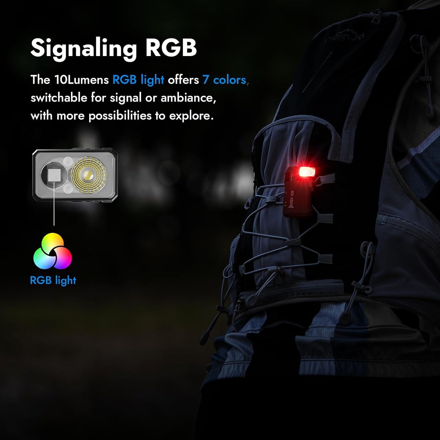 G5 Rechargeable EDC Flashlight – 400 Lumens Dual Light Mini Pocket Flashlight with RGB, Magnetic Keychain, Rotatable Head, USB-C (Black)