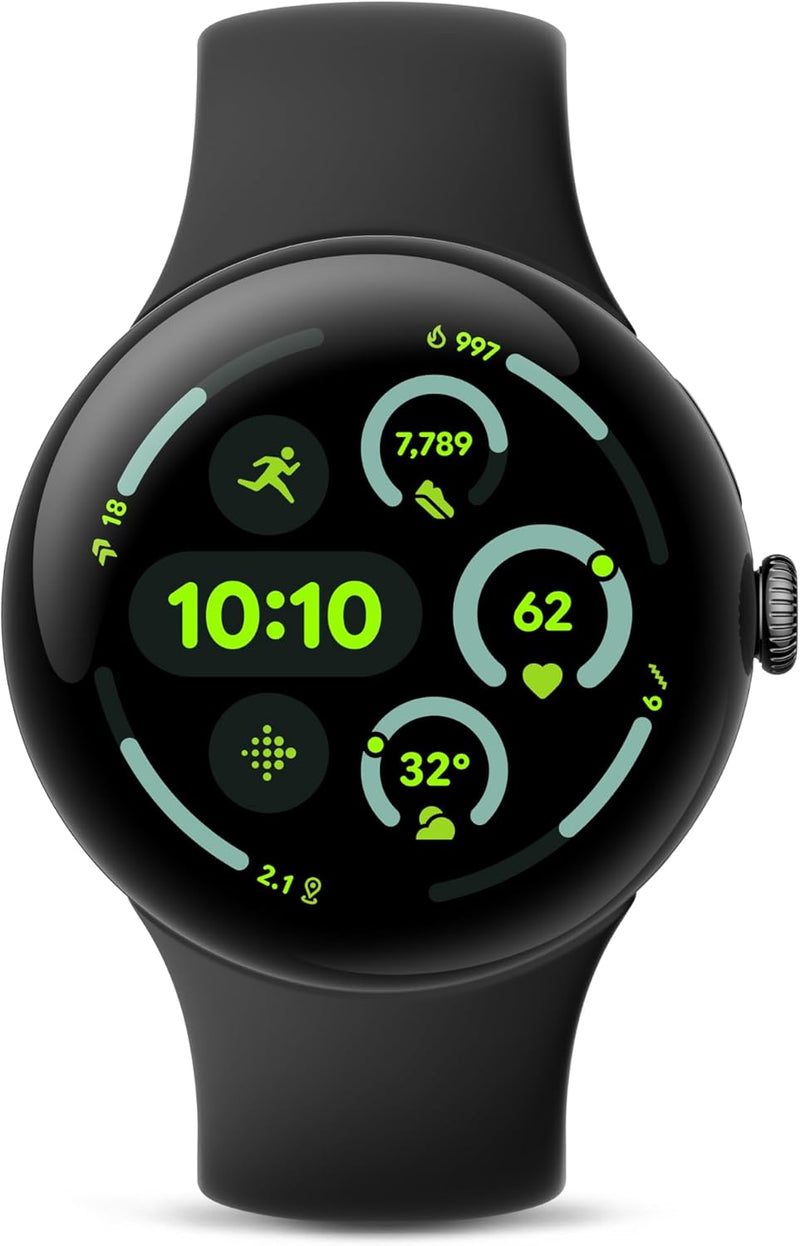 Google Pixel Watch 3 (45mm) - Android Smartwatch with Heart Rate Tracking, Advanced Running from Fitbit, Fitness Insights, 24-Hour Battery - Matte Black Aluminum Case - Obsidian Band - Wi-Fi