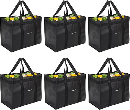 Homemell Heavy Duty Reusable Grocery Bags, Large Collapsible Tote Holds 100 LBS, Extra-Strength Premium Material