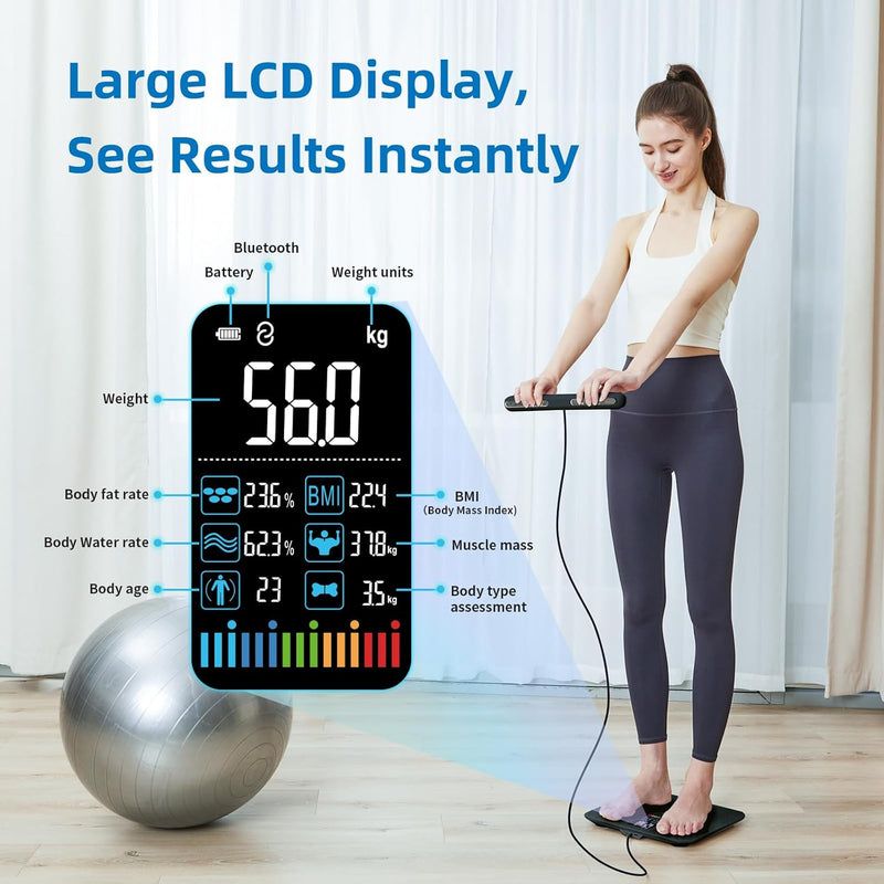 Body Fat Scale, Lepulse 8 Electrodes Weighing Scale for Body Weight Fat Percentage, Large Display Bathroom Scale Digital, Precision Smart Scale & Body Analyzer, 20 Body Composition Scale with Report