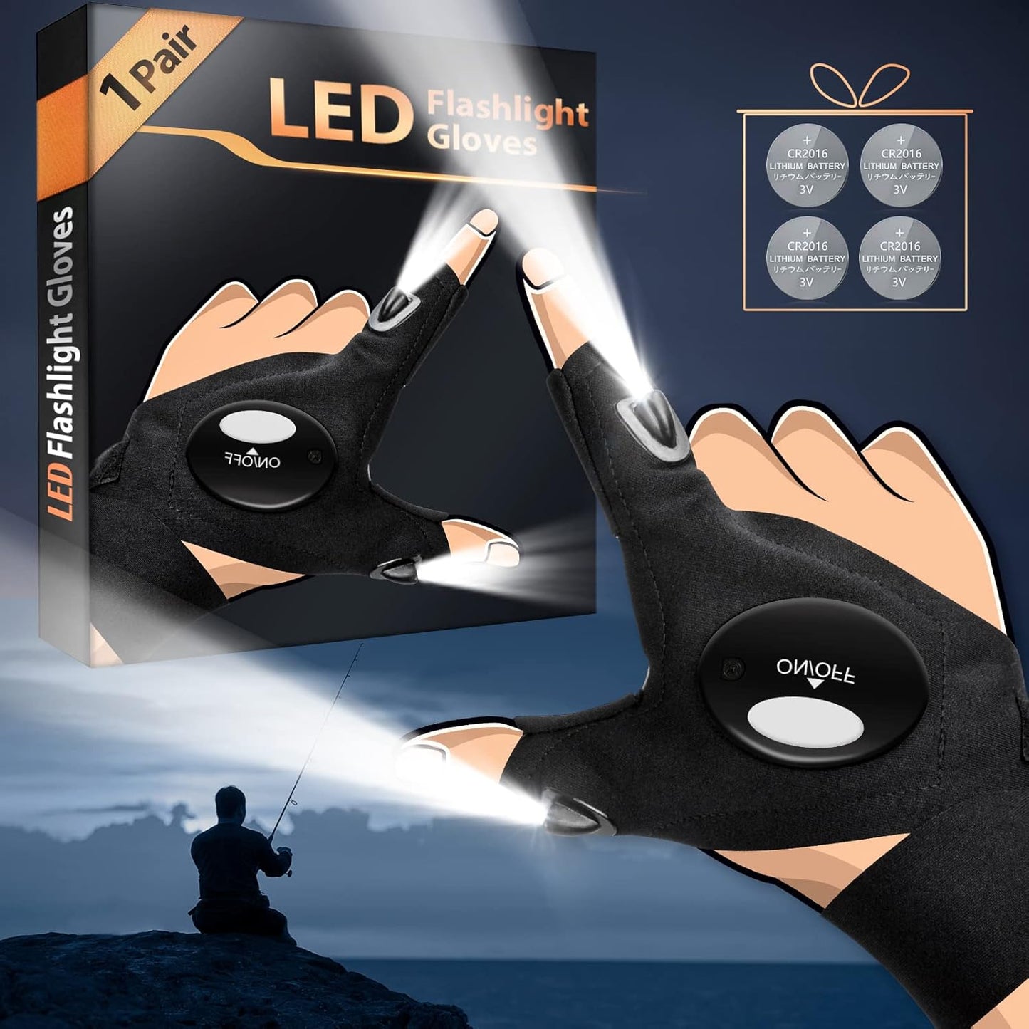 LED Flashlight Gloves – Hands-Free Light Gloves for Repair, Fishing & Camping - PuriLite