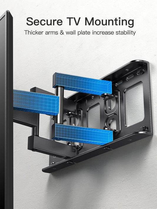 Pipishell Full Motion TV Wall Mount for 26-65 inch TVs, up to 99lbs and VESA 400x400mm, Wall Mount TV Bracket with Articulating Swivel Extension Tilting Leveling for LED LCD OLED 4K Flat Curved Screen - PuriLite