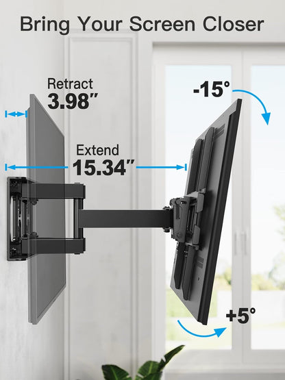 Pipishell Full Motion TV Wall Mount for 26-65 inch TVs, up to 99lbs and VESA 400x400mm, Wall Mount TV Bracket with Articulating Swivel Extension Tilting Leveling for LED LCD OLED 4K Flat Curved Screen