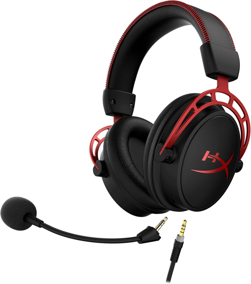 HyperX Cloud Alpha - Gaming Headset, Dual Chamber Drivers, Legendary Comfort, Aluminum Frame, Detachable Microphone, Works on PC, PS4, PS5, Xbox One/ Series X|S, Nintendo Switch and Mobile – Red