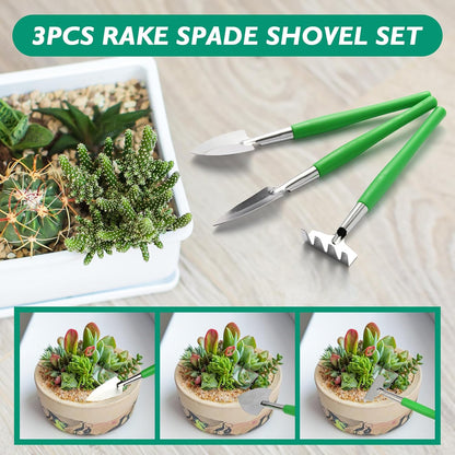 Succulent Tool Set, 57 Piece Mini Tool Set, Indoor Potted Plant kit, Gardening Tool Set with 39.4-inch Plant Soil mat, Gloves, and Storage Bag, Children's and Women's Gardening Gifts