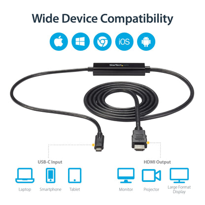 6.6ft (2m) USB C to HDMI Cable 4K 60Hz w/ HDR10 - Ultra HD USB Type-C to 4K HDMI 2.0b Video Adapter Cable - USB-C to HDMI HDR Monitor/Display Converter - DP 1.4 Alt Mode HBR3