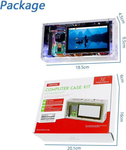 Freenove Raspberry Pi 5 Computer Case Kit with 128GB NVMe SSD, 4.3-Inch Touchscreen, 5MP Camera, OLED Screen, Stereo Speakers & Cooling System