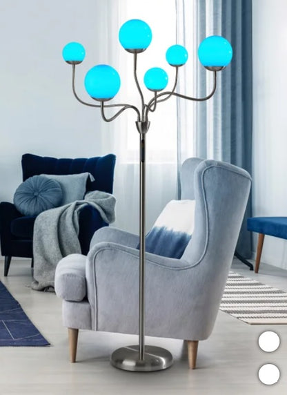 Phoebe LED Floor Lamp, Brushed Steel