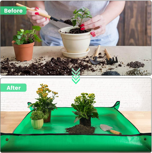 Repotting Mat for Indoor Plant Transplanting Control Mess, 26.8"X26.8" Waterproof Succulent Potting Mat Square Planting Tray Soil Change Mat Gardening Gifts for Plant Lovers - PuriLite