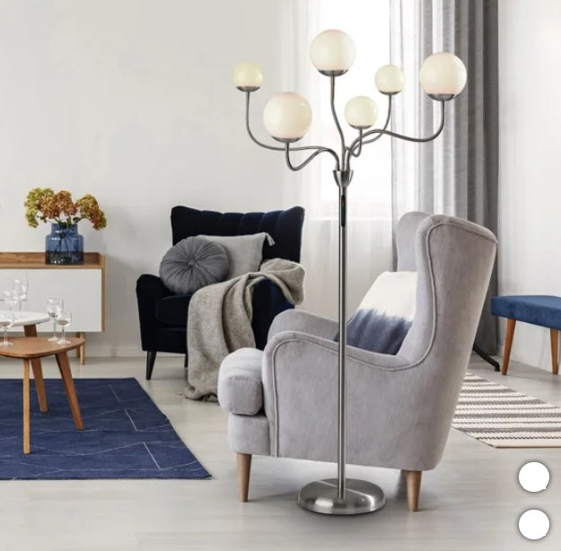 Phoebe LED Floor Lamp, Brushed Steel