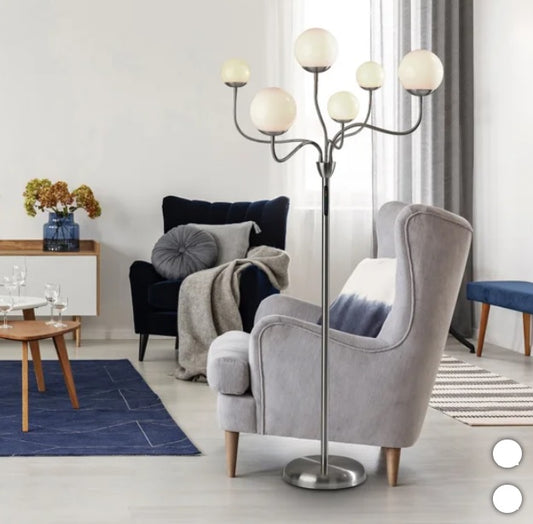 Phoebe LED Floor Lamp, Brushed Steel