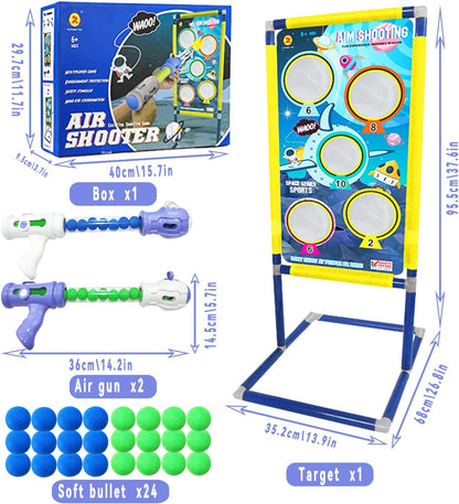 Shooting Game Toy Set for Age 6, 7, 8,9,10+ Years Old Kids Boys/Girls - 2pk Foam Ball Popper Air Guns & Shooting Target & 24 Foam Balls Toys for Kids Boy