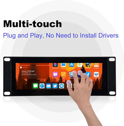 GeeekPi 7.84-Inch 1280x400 LCD Touch Screen 2U Rack-Mount Monitor for DeskPi RackMate T0/T1/T2 Server Cabinet