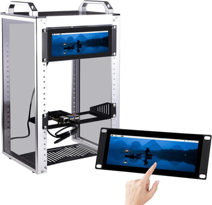 GeeekPi 7.84-Inch 1280x400 LCD Touch Screen 2U Rack-Mount Monitor for DeskPi RackMate T0/T1/T2 Server Cabinet