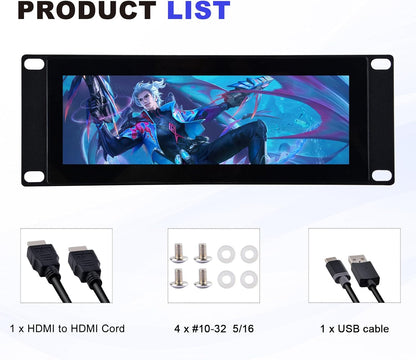 GeeekPi 7.84-Inch 1280x400 LCD Touch Screen 2U Rack-Mount Monitor for DeskPi RackMate T0/T1/T2 Server Cabinet