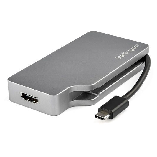USB C Multiport Video Adapter w/ HDMI, VGA, Mini DisplayPort or DVI - USB Type C Monitor Adapter to HDMI 2.0 or mDP 1.2 (4K 60Hz) - VGA or DVI (1080p) - Space Gray Aluminum