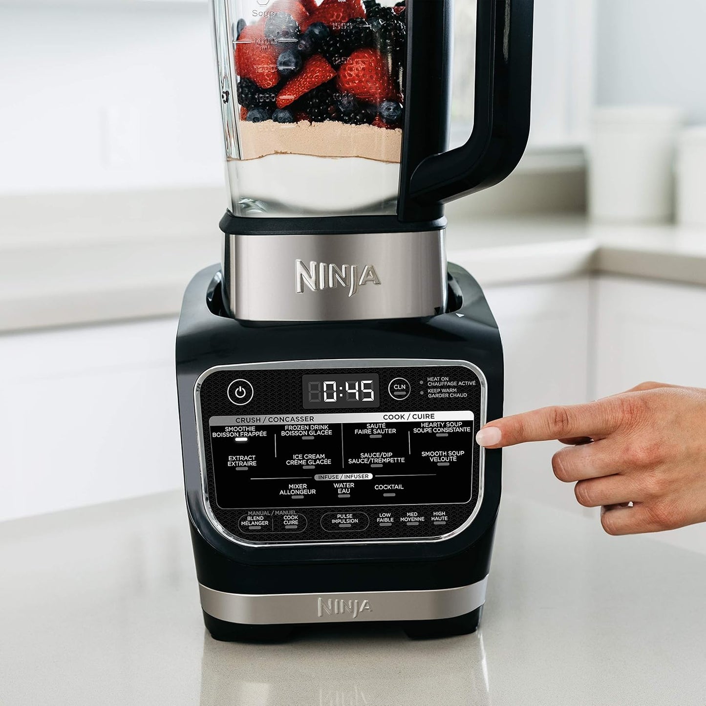Ninja HB150C, Foodi Cold & Hot Blender with Precision Heating Element, 64oz Glass Pitcher, Black, 1400W (Canadian Version)