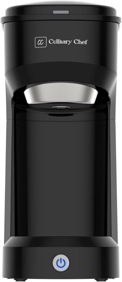 CULINARY CHEF Retro Single Serve Maker, Brewer for Ground Coffee, 300 milliliters, BLACK