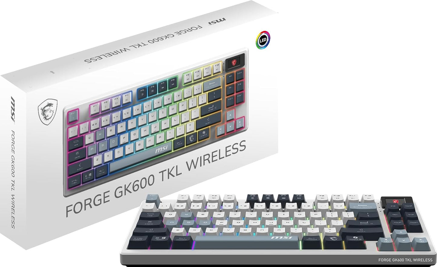 MSI Forge GK600 TKL Mechanical Gaming Keyboard – Wireless Gaming Keyboard – Gaming Keyboard with Smart Display – RGB Backlit – Hot-Swappable Linear Switches - PuriLite