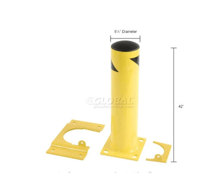 Global Industrial™ Steel Safety Bollard W/Removable Base and Cap, 5.5''D x 42''H