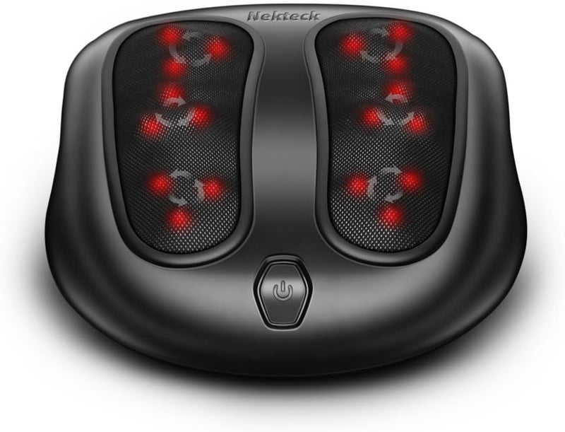 Nekteck Foot Massager with Heat, Shiatsu Heated Kneading Foot Massager Machine, Gift for Her & Him, Built-in Heat Function and Power Cord (Black)