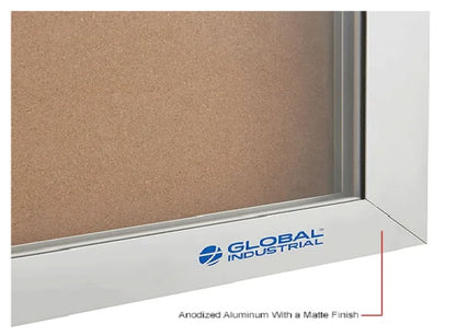 Global Industrial™ Enclosed Cork Bulletin Board with Sliding Doors, 72"W x 48"H