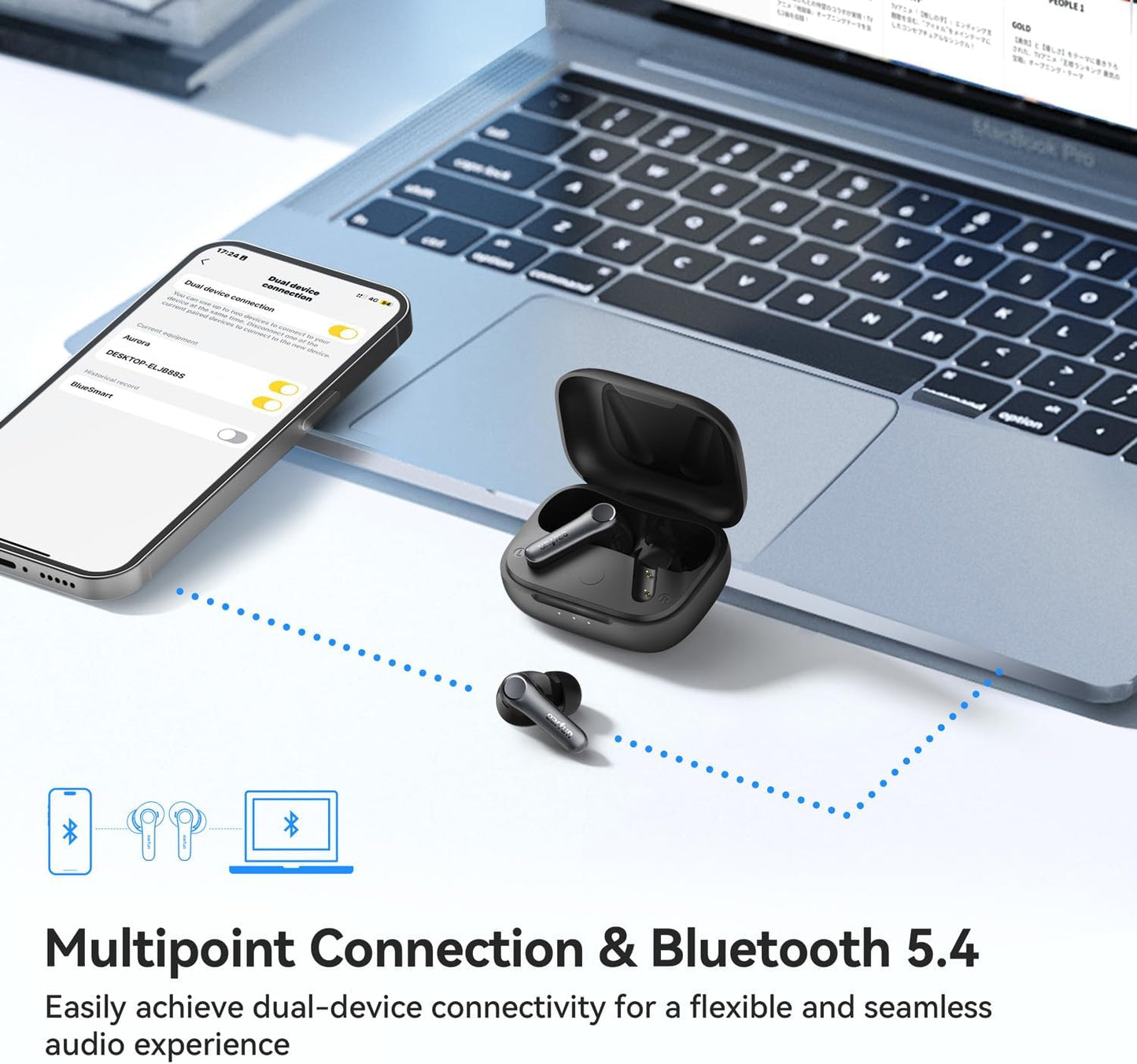 EarFun Air Pro 4 - Adaptive Hybrid ANC Wireless Earbuds, aptX™ Lossless, LDAC, 52H Playtime, Bluetooth 5.4