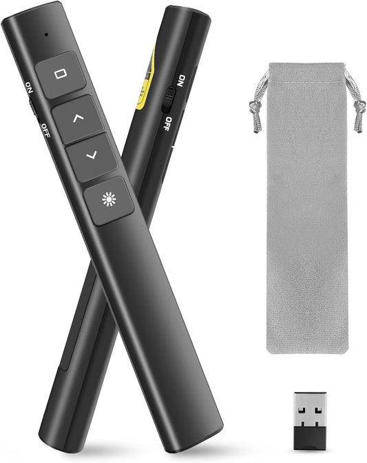 JNGKE Presentation Clicker, Hyperlink Volume Control Wireless Presenter Remote Control, 50M Long Contol Range Slideshow PowerPoint Clicker for PPT/Keynote/Classroom/Mac/Windows/Linux/Google Slide