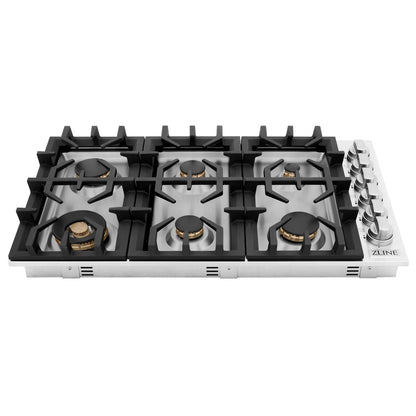 ZLINE 36 Inch Gas Cooktop | 6 Sealed Burners, 65,200 BTU & Stainless Steel