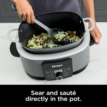 Ninja MC1001C Foodi PossibleCooker PRO 8.5 Quart Multi-Cooker, with 8-in-1 Slow Cooker,Dutch Oven,Steamer &More,Glass Lid & Integrated Spoon,Nonstick,Oven Safe Pot to 500°F,Sea Salt Gray,Sea Salt Grey - PuriLite