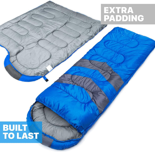 MalloMe Sleeping Bag for Adults Kids Boys & Girls for Winter, Fall & Spring - Single & Double - Waterproof Lightweight & Portable Backpacking Camping & Hiking Outdoor Travel with Compact Bag - PuriLite