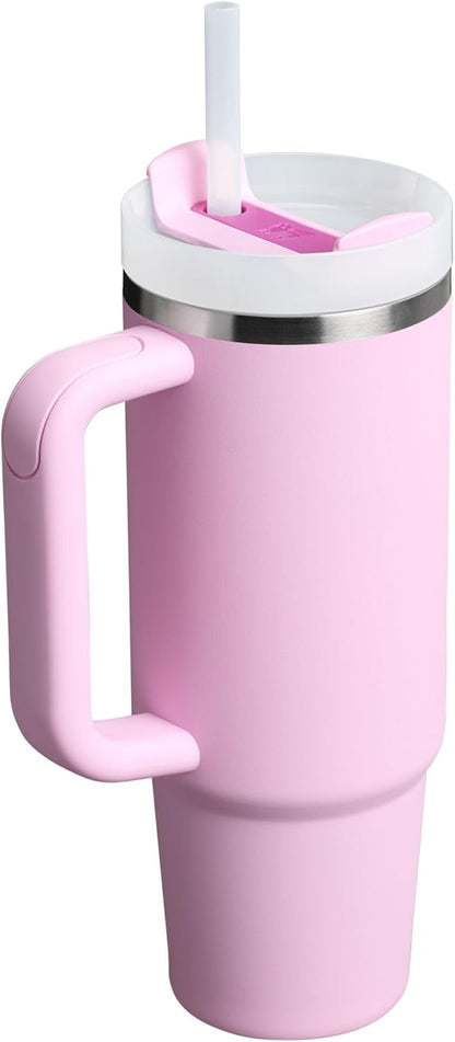Stanley Quencher H2.0 Tumbler with Handle and Straw 30 oz Flowstate 3-Position Lid Cup Holder Compatible for Travel Insulated Stainless Steel Cup BPA-Free Cherry Blossom