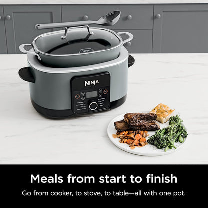 Ninja MC1001C Foodi PossibleCooker PRO 8.5 Quart Multi-Cooker, with 8-in-1 Slow Cooker,Dutch Oven,Steamer &More,Glass Lid & Integrated Spoon,Nonstick,Oven Safe Pot to 500°F,Sea Salt Gray,Sea Salt Grey - PuriLite