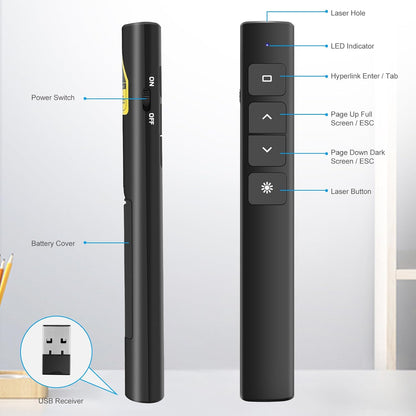 JNGKE Presentation Clicker, Hyperlink Volume Control Wireless Presenter Remote Control, 50M Long Contol Range Slideshow PowerPoint Clicker for PPT/Keynote/Classroom/Mac/Windows/Linux/Google Slide