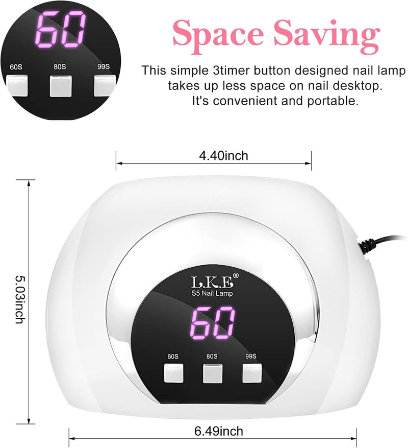 Wisdompark UV LED Nail Lamp, 54W UV Light for Gel Nails with Automatic Sensor/3 Timer Setting Professional Nail Dryer Gel Polish Curing Lamp Nail Art Tools (White)
