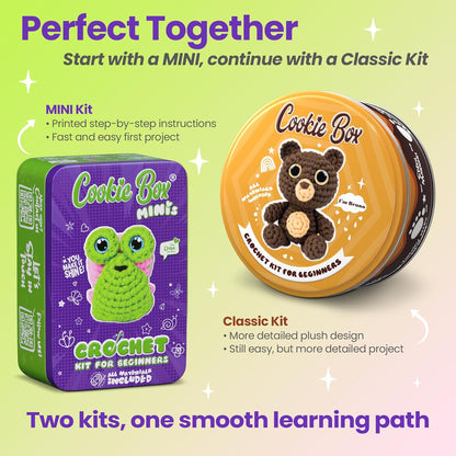 Cookie Box Crochet Kit for Beginners – Snail Dora Amigurumi Plushie DIY Kit – Easy Starter Set with Yarn, Tools & Video Tutorial - PuriLite
