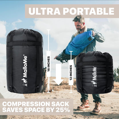 MalloMe Sleeping Bag for Adults Kids Boys & Girls for Winter, Fall & Spring - Single & Double - Waterproof Lightweight & Portable Backpacking Camping & Hiking Outdoor Travel with Compact Bag
