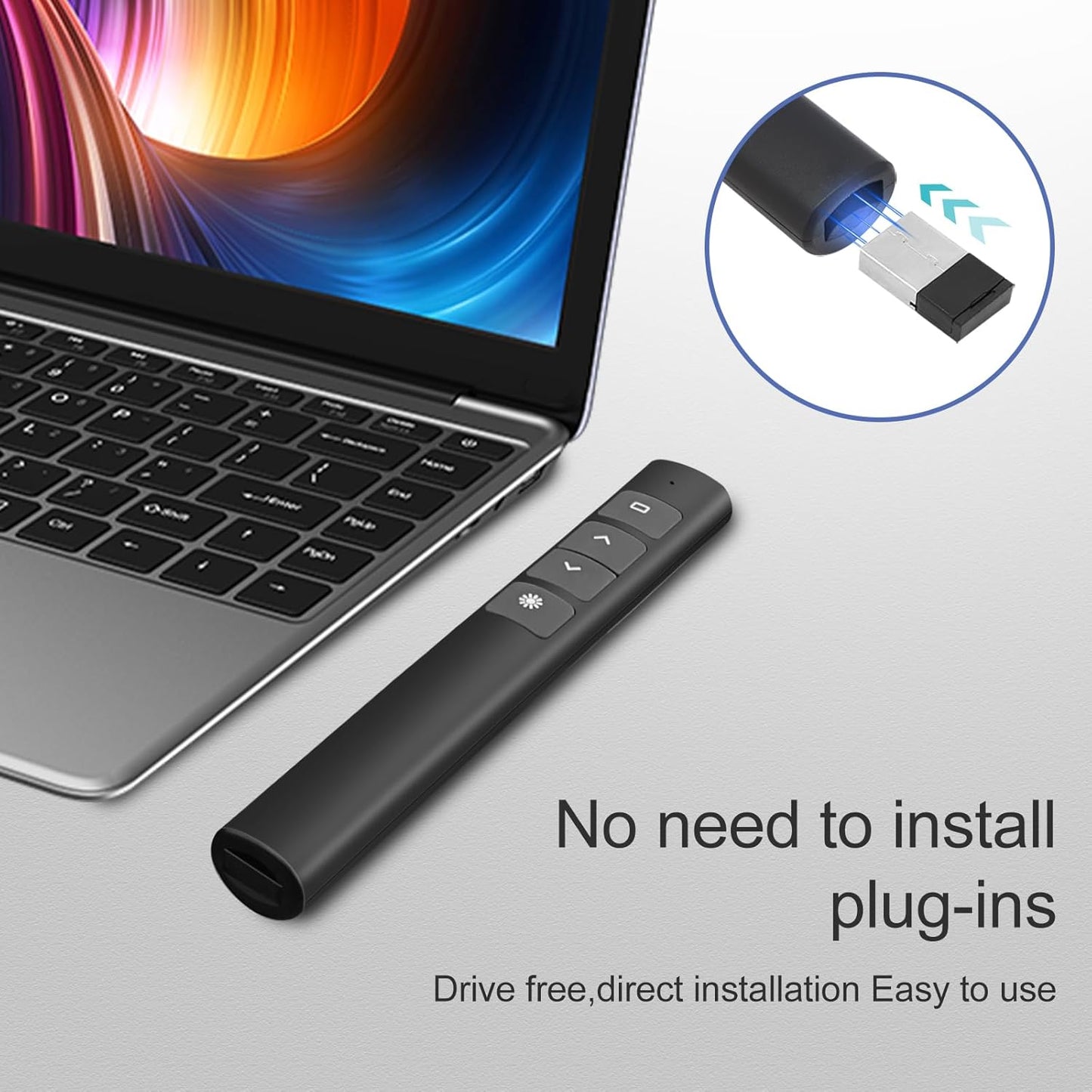 JNGKE Presentation Clicker, Hyperlink Volume Control Wireless Presenter Remote Control, 50M Long Contol Range Slideshow PowerPoint Clicker for PPT/Keynote/Classroom/Mac/Windows/Linux/Google Slide