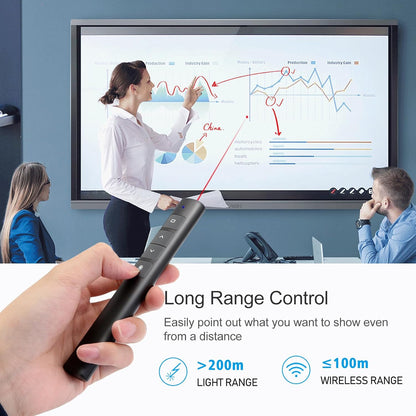 JNGKE Presentation Clicker, Hyperlink Volume Control Wireless Presenter Remote Control, 50M Long Contol Range Slideshow PowerPoint Clicker for PPT/Keynote/Classroom/Mac/Windows/Linux/Google Slide
