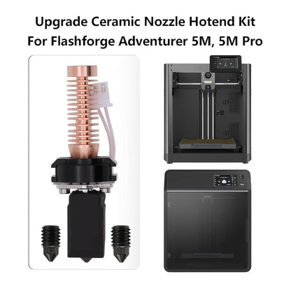 Upgrade Hotend Kit for Flashforge Adventurer 5M/5M Pro, Quick Replaceable Hot End Assembly 0.2/0.4/0.6mm Hardened Steel Nozzle for Adventurer 5M 3D Printer Part
