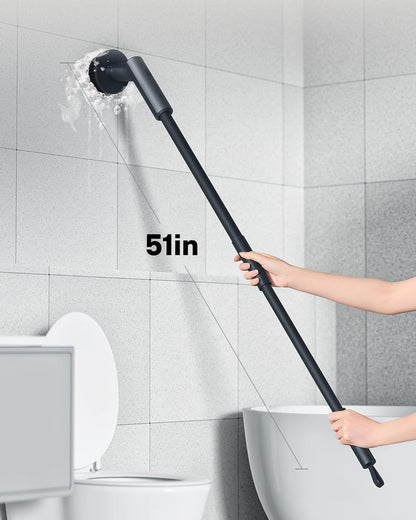 HOTO Electric Spin Scrubber, Rechargeable Shower Scrubber with 6 Brush Heads & Extension Pole, Cordless Power Cleaning Brush, Dual Speed, IPX7 Waterproof, Ideal for Bathroom/Kitchen/Tile/Floor/Wall