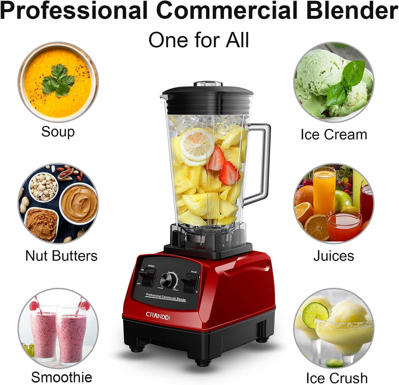 BlackCRANDDI Professional Blender, 70oz Commercial Blender for Smoothies, 1500W Power Blender with 10 Speeds Control for Home, Self-Cleaning,YL-010 Red New