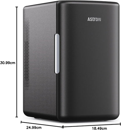 AstroAI Mini Fridge 2.0 Gen, 6 Liter/8 Cans Makeup Skincare Fridge 110V AC/ 12V DC Portable Thermoelectric Cooler and Warmer Little Tiny Fridge for Bedroom, Cosmetics (Dark Black)
