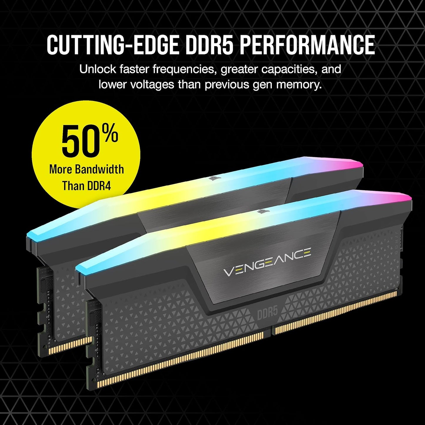 CORSAIR VENGEANCE RGB DDR5 64GB (2x32GB) 6000MHz CL30 AMD EXPO Intel XMP Desktop Memory – Gray