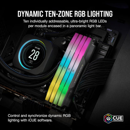CORSAIR VENGEANCE RGB DDR5 64GB (2x32GB) 6000MHz CL30 AMD EXPO Intel XMP Desktop Memory – Gray